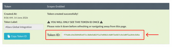 tanda token confirm